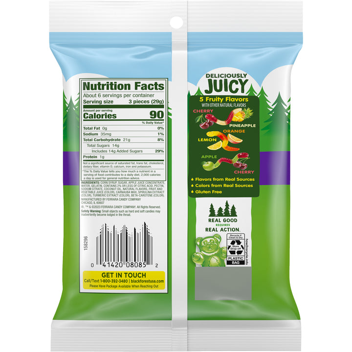 Black Forest Gummi Gummy Worms Candies Peg-6 oz.-8/Case