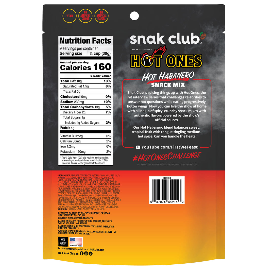 Snak Club Hot Ones Hot Habanero Snack Mix-10 oz.-6/Case