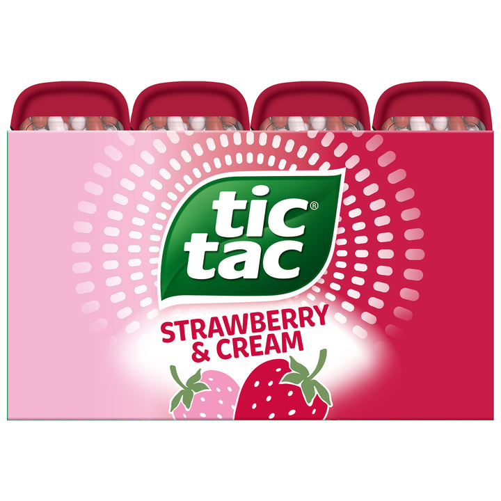 Tic Tac Fresh Breath Mints-Strawberry & Cream-Hard Candy Mints-3.4 Ozx8x6 Bottle Pack-3.4 oz.-8/Box-6/Case