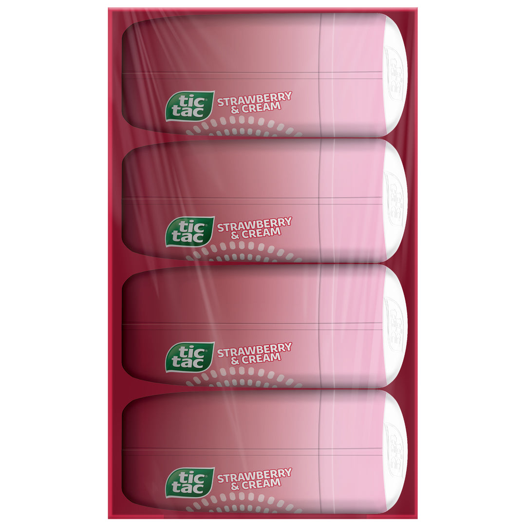 Tic Tac Fresh Breath Mints-Strawberry & Cream-Hard Candy Mints-3.4 Ozx8x6 Bottle Pack-3.4 oz.-8/Box-6/Case