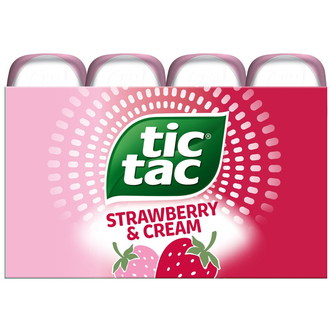 Tic Tac Fresh Breath Mints-Strawberry & Cream-Hard Candy Mints-3.4 Ozx8x6 Bottle Pack-3.4 oz.-8/Box-6/Case