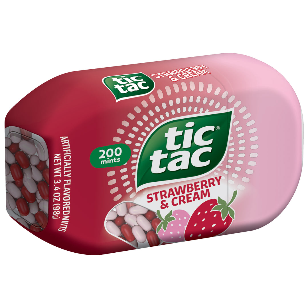 Tic Tac Fresh Breath Mints-Strawberry & Cream-Hard Candy Mints-3.4 Ozx8x6 Bottle Pack-3.4 oz.-8/Box-6/Case