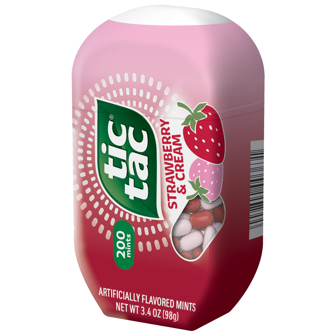 Tic Tac Fresh Breath Mints-Strawberry & Cream-Hard Candy Mints-3.4 Ozx8x6 Bottle Pack-3.4 oz.-8/Box-6/Case