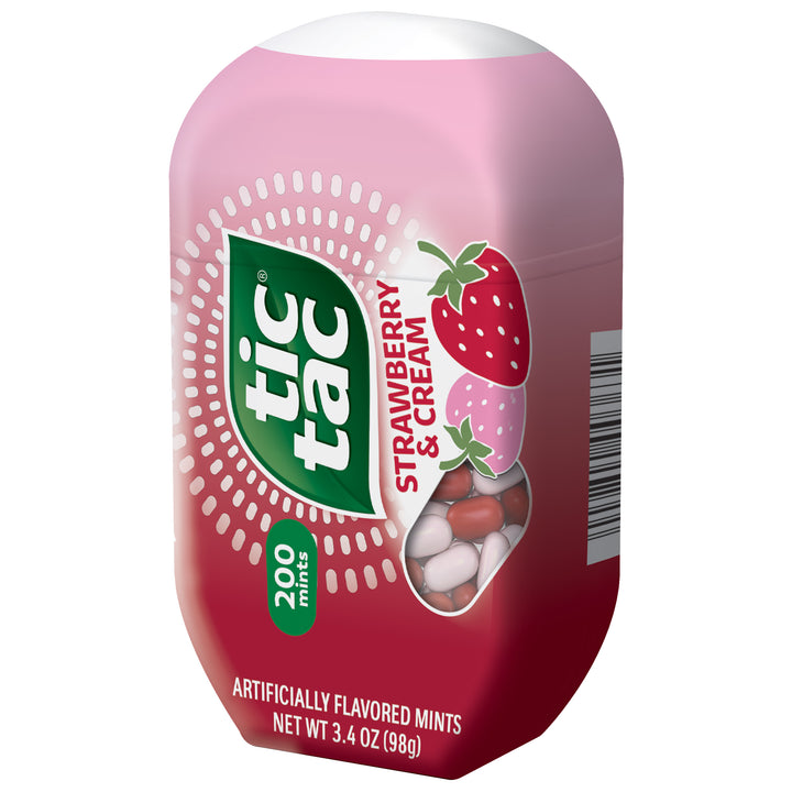 Tic Tac Fresh Breath Mints-Strawberry & Cream-Hard Candy Mints-3.4 Ozx8x6 Bottle Pack-3.4 oz.-8/Box-6/Case