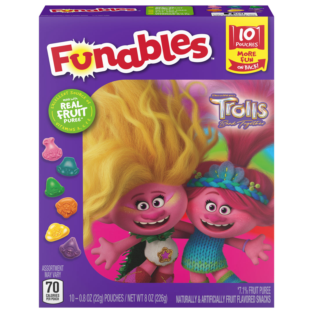 Licensed Fruit Snack Funables Trolls Fruit Flavored Snacks oz. Pouches-8 oz.-8/Case