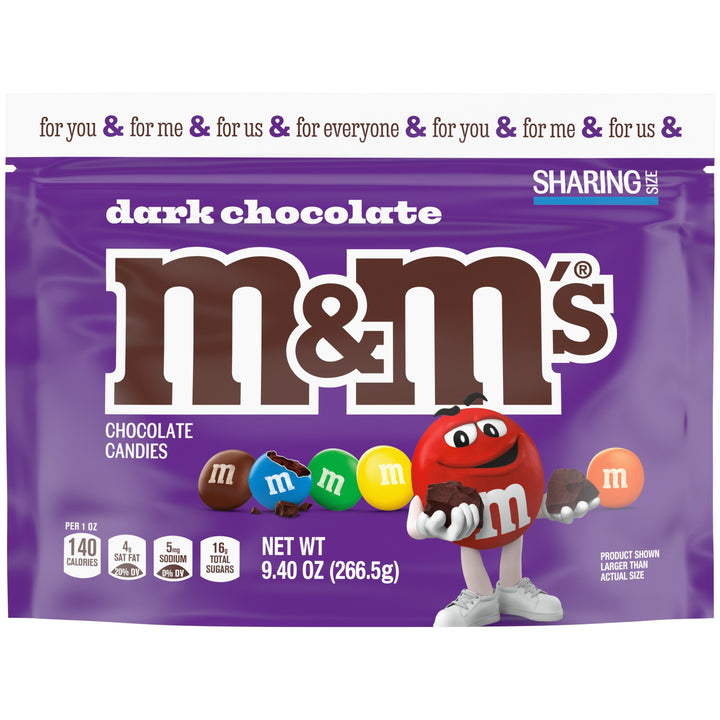 M&M's Dark Chocolate Stand Up Pouch-9.4 oz.-8/Case