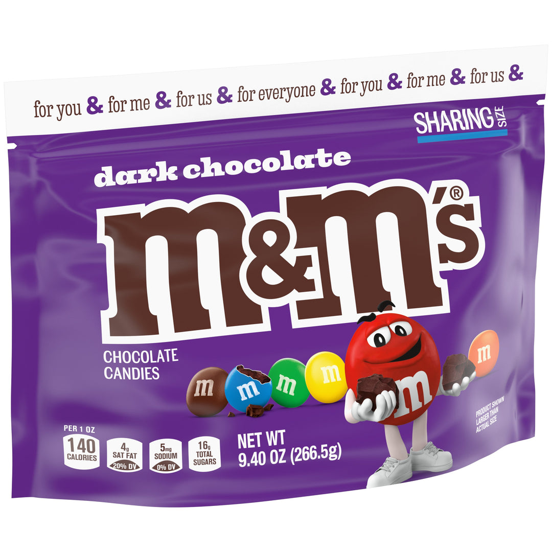 M&M's Dark Chocolate Stand Up Pouch-9.4 oz.-8/Case