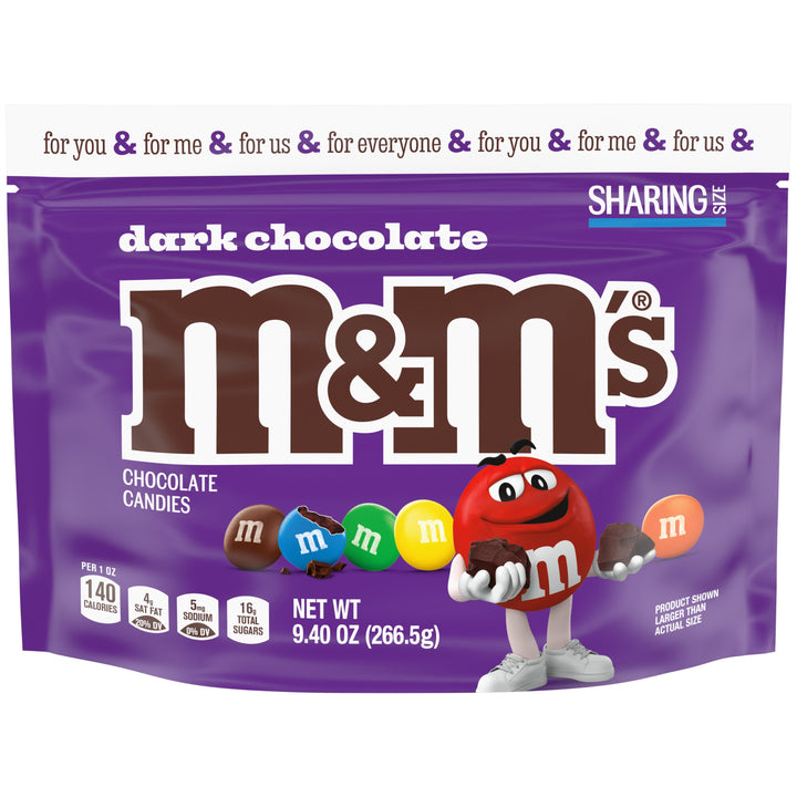 M&M's Dark Chocolate Stand Up Pouch-9.4 oz.-8/Case