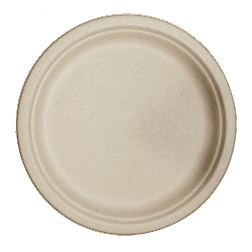 World Centric 9 in. Plates - Unbleached Plant Fiber-50 Each-20/Case