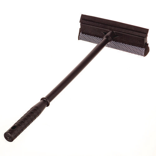 Unger Auto Squeegee 8" Rubber Blade 8" Mesh Scrubber 21" Plastic Handle With Grip Black