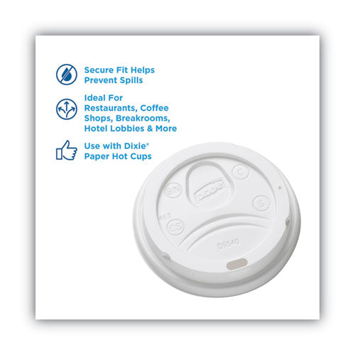 Dixie Sip-through Dome Lids White Fits 10 oz. Hot Cups 100/pack 10/Case