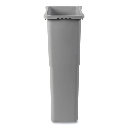Slim Waste Container, 23 Gal, Plastic, Gray