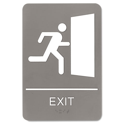 Ada Sign, Restroom Symbol Tactile Graphic, Molded Plastic, 6 X 9, Gray