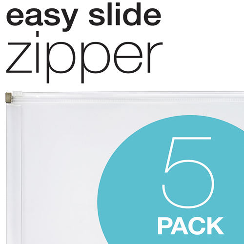 Poly Zip Envelope, Zipper Closure, 10 X 13, Clear, 5/pack