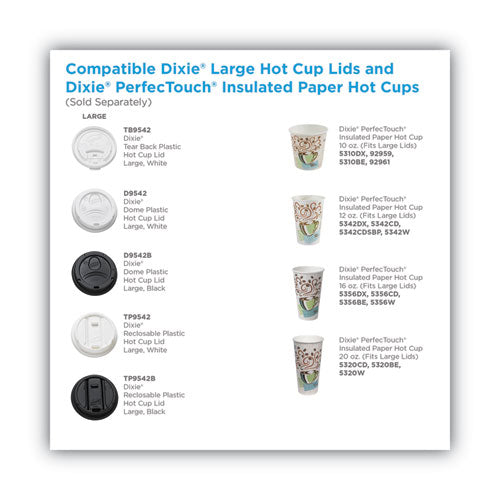 Dome Drink-thru Lids, Fits 10 Oz To 20 Oz Dixie Paper Hot Cups, White, 100/pack