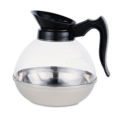 Unbreakable Regular Coffee Decanter, 12-cup, Stainless Steel/polycarbonate, Black Handle