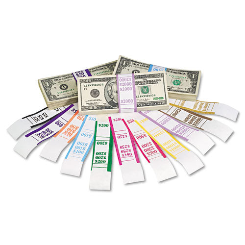 Currency Straps, Yellow, $1,000 In $10 Bills, 1000 Bands/pack