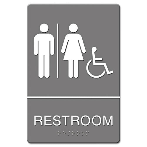 Ada Sign, Women Restroom Wheelchair Accessible Symbol, Molded Plastic, 6 X 9