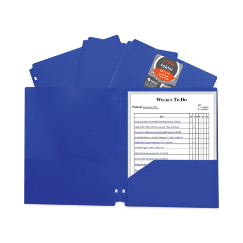 Two-pocket Heavyweight Poly Portfolio Folder, 3-hole Punch, 11 X 8.5, Blue, 25/box