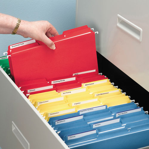 Interior File Folders, 1/3-cut Tabs: Assorted, Letter Size, 0.75" Expansion, Red, 100/box