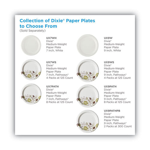 Dixie Pathways Soak-proof Shield Mediumweight Paper Plates Wisesize 8.5" Dia Green/burgundy 125/pack