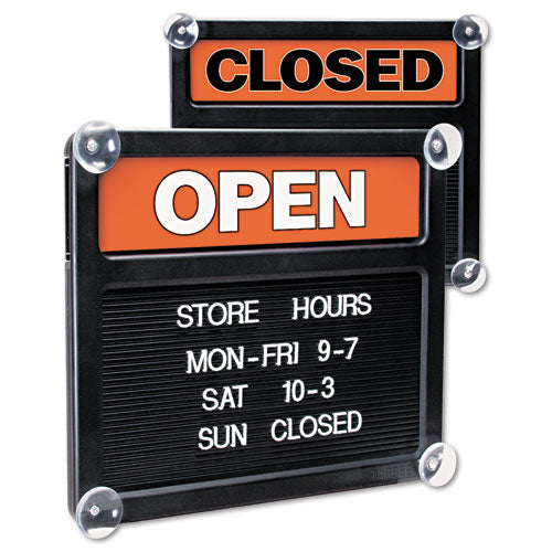 Double-sided Open/closed Sign W/plastic Push Characters, 14.38 X 12.38