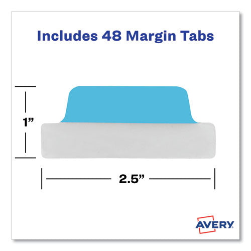 Ultra Tabs Repositionable Tabs, Margin Tabs: 2.5" X 1", 1/5-cut, Assorted Colors, 48/pack