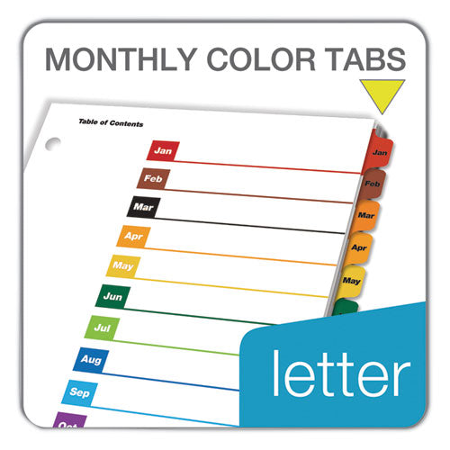 Onestep Printable Table Of Contents And Dividers, 12-tab, Jan. To Dec., 11 X 8.5, White, Assorted Tabs, 1 Set