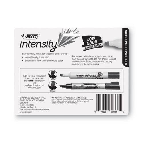 Intensity Bold Tank-style Dry Erase Marker, Extra-broad Bullet Tip, Assorted Colors, 4/set