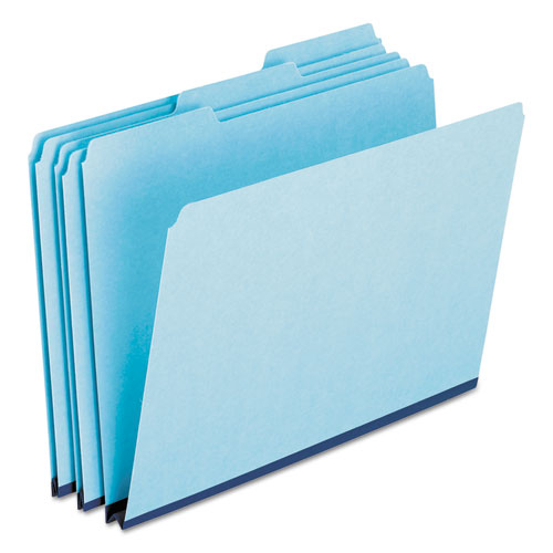 Pressboard Expanding File Folders, 1/3-cut Tabs: Assorted, Letter Size, 1" Expansion, Blue, 25/box