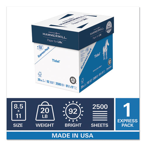 Tidal Print Paper Express Pack, 92 Bright, 20 Lb Bond Weight, 8.5 X 11, White, 2,500 Sheets/carton