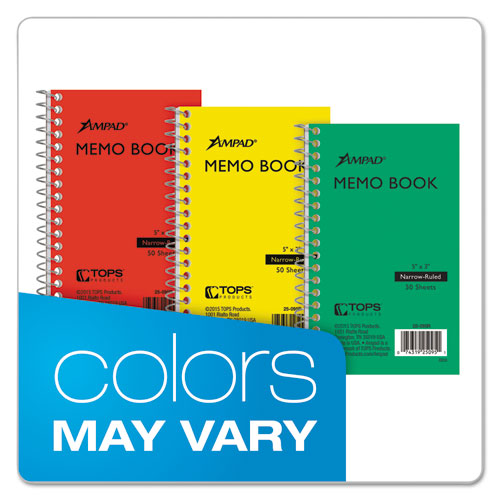 Memo Books, Narrow Rule, Randomly Assorted Cover Color, (50) 5 X 3 Sheets