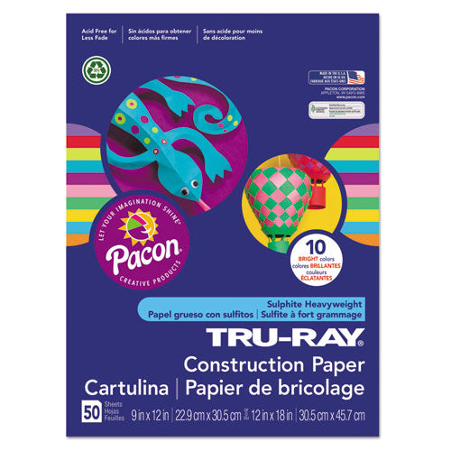 Tru-ray Construction Paper, 76 Lb Text Weight, 12 X 18, Sky Blue, 50/pack