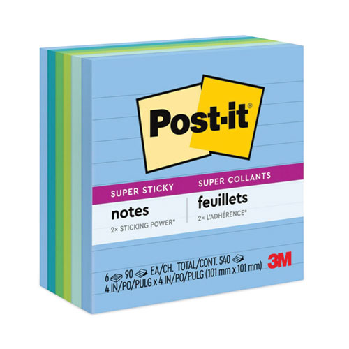 Recycled Notes In Oasis Collection Colors, Note Ruled, 4" X 4", 90 Sheets/pad, 6 Pads/pack