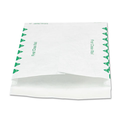 Lightweight 14 Lb Tyvek Open End 1.5" Expansion Mailers, #13 1/2, Square Flap, Redi-strip Closure, 10 X 13, White, 25/box