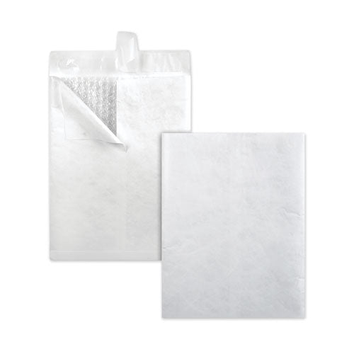 Bubble Mailer Of Dupont Tyvek, #2e, Air Cushion, Redi-strip Adhesive Closure, 9 X 12, White, 25/box