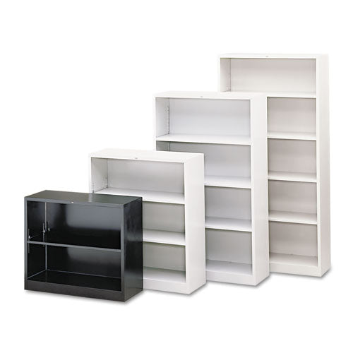 Metal Bookcase, Three-shelf, 34.5w X 12.63d X 41h, Black