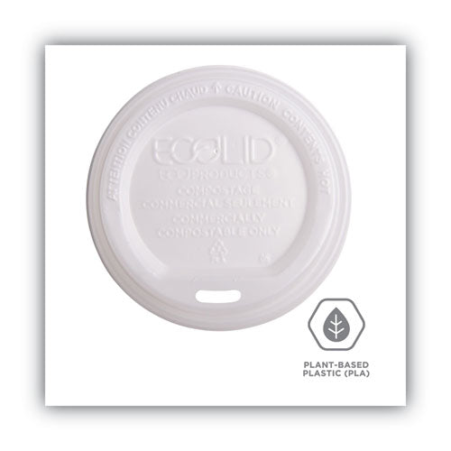 Ecolid Renewable/compostable Hot Cup Lid, Pla, Fits 10 Oz To 20 Oz Hot Cups, 50/pack, 16 Packs/carton