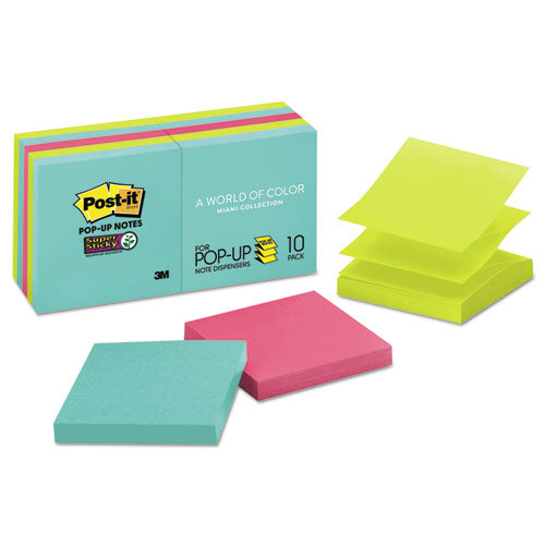 Pop-up 3 X 3 Note Refill Cabinet Pack, 3" X 3", Supernova Neons Collection Colors, 100 Sheets/pad, 18 Pads/pack