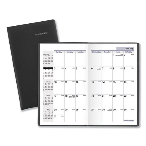 Dayminder Pocket-sized Monthly Planner, Unruled Blocks, 6 X 3.5, Black Cover, 14-month (dec To Jan): 2022 To 2024