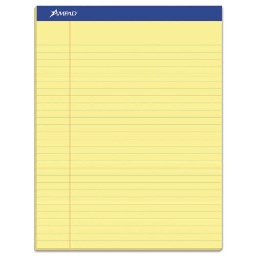 Perforated Writing Pads, Wide/legal Rule, 50 Canary-yellow 8.5 X 11.75 Sheets, Dozen