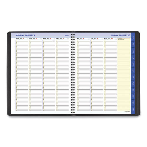 Quicknotes Weekly Vertical-column Format Appointment Book, 11 X 8.25, Black Cover, 12-month (jan To Dec): 2023