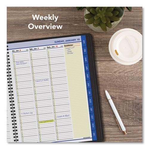 Quicknotes Weekly Vertical-column Format Appointment Book, 11 X 8.25, Black Cover, 12-month (jan To Dec): 2023