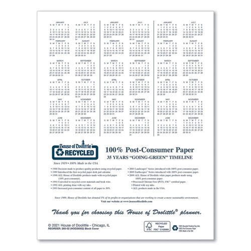 Recycled Ruled 14-month Planner With Stitched Leatherette Cover, 10 X 7, Black Cover, 14-month (dec To Jan): 2022 To 2024