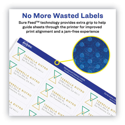 Waterproof Shipping Labels With Trueblock And Sure Feed, Laser Printers, 2 X 4, White, 10/sheet, 50 Sheets/pack