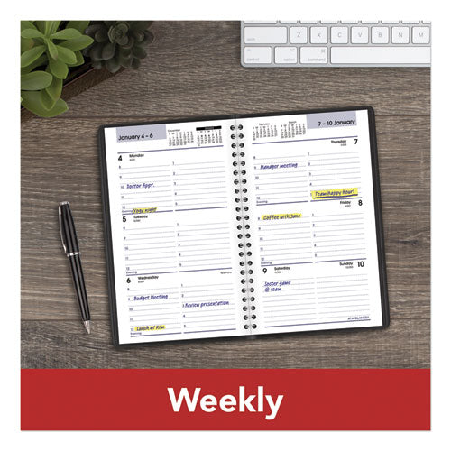 Dayminder Block Format Weekly Appointment Book, 8.5 X 5.5, Black Cover, 12-month (jan To Dec): 2023