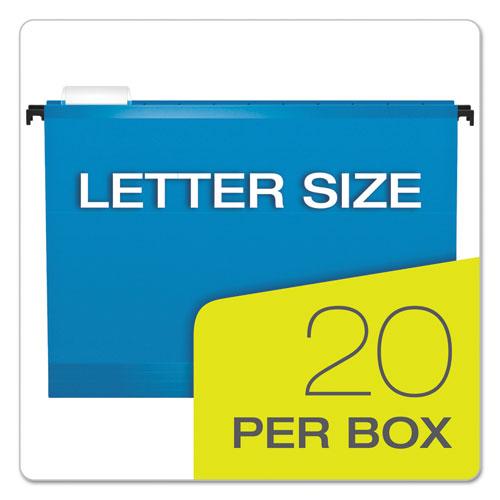 Surehook Hanging Folders, Letter Size, 1/5-cut Tabs, Blue, 20/box