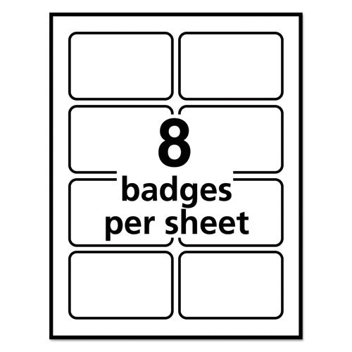 Flexible Adhesive Name Badge Labels, 3.38 X 2.33, White, 400/box