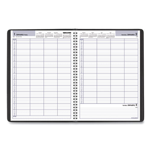 Dayminder Four-person Group Daily Appointment Book, 11 X 8, Black Cover, 12-month (jan To Dec): 2023