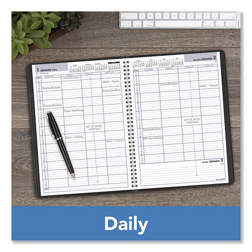 Dayminder Four-person Group Daily Appointment Book, 11 X 8, Black Cover, 12-month (jan To Dec): 2023